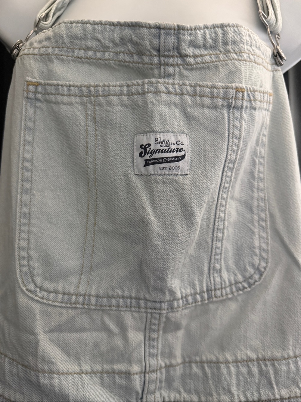 Levi’s Premium Denim Romper Short Overalls Heritage Shortalls Relaxed Fit XLarge - Picture 3 of 10